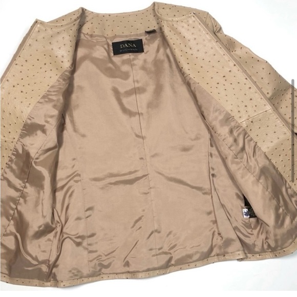 Get Dana Buchman Womans Jacket Tan Lamb Leather Jacket Size M Brown - Picture 4 of 13